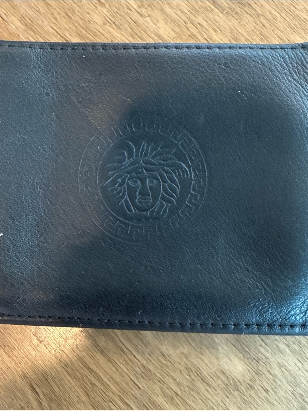 Versace Black Embossed Medusa Bi-Fold Wallet